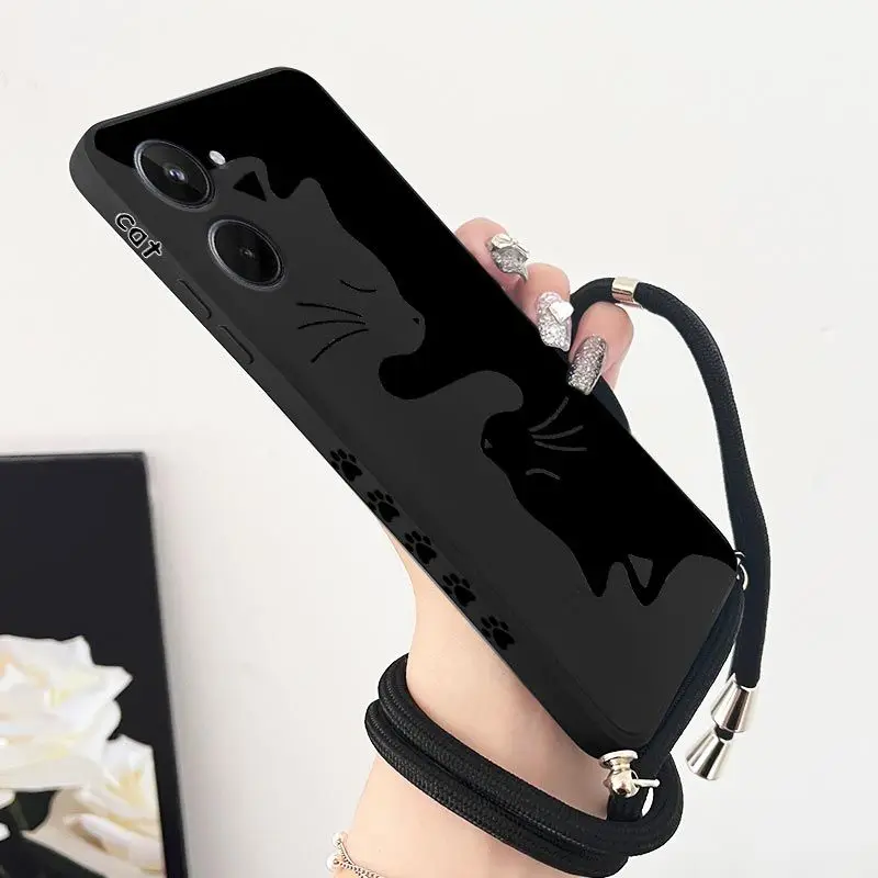 Hug Kitten Crossbody Lanyard Silicone Phone Case Cover