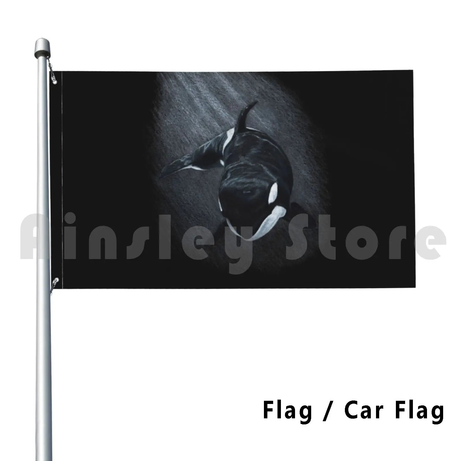 White Whaleorca Flag Car Flag Printing Custom Dark Black Whale Killer