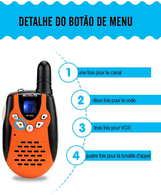 Retevis RT602 Talkie Walkie Rechargeable, Jouet Enfant avec Base