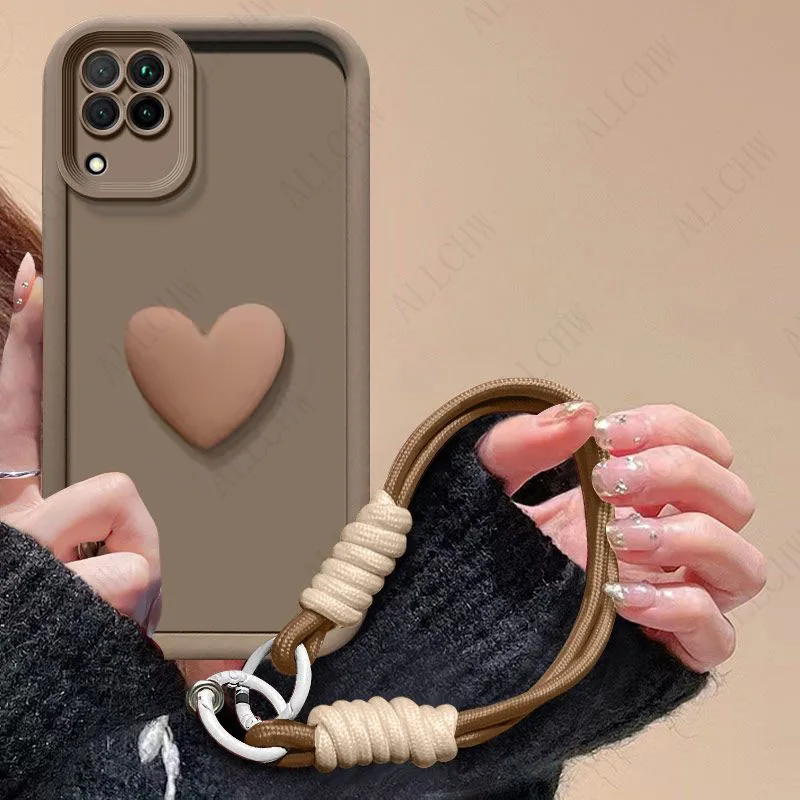 Love Heart Hand Strap Full Package Phone Case Cover