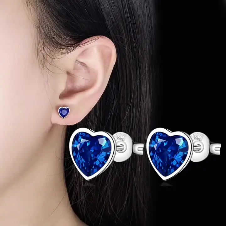 Aretes De Delfines Para Mujeres Y Niñas, Con Circonita Cúbica Azul, Aretes De Pez Con Circonita