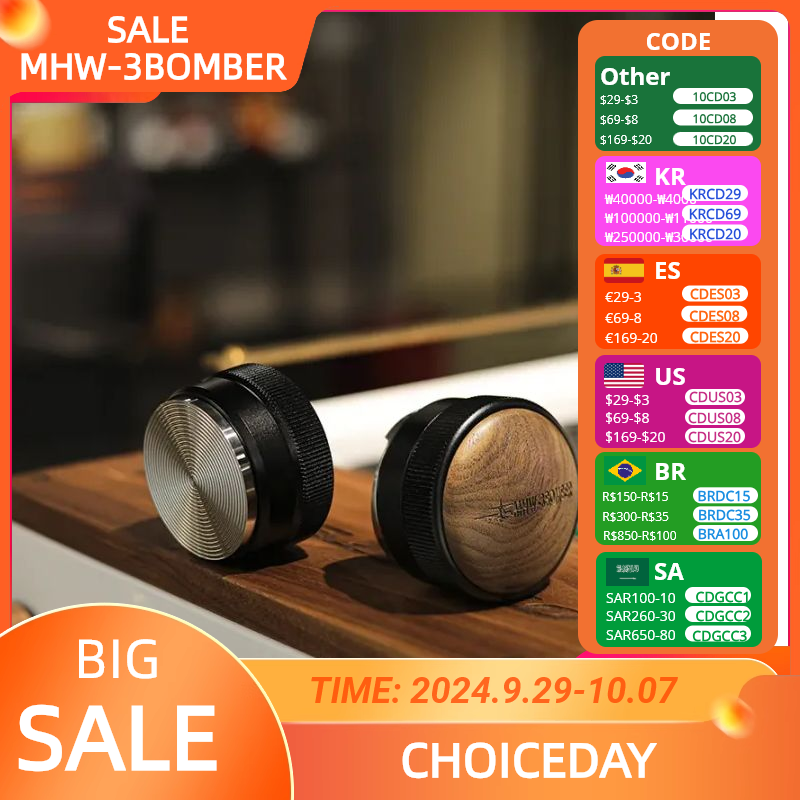 51/53/58.35mm Coffee Tamper Tamping Station Espresso Distributor & Cleaning Brush Set Four Oars Distribution Tool Thread Tamper