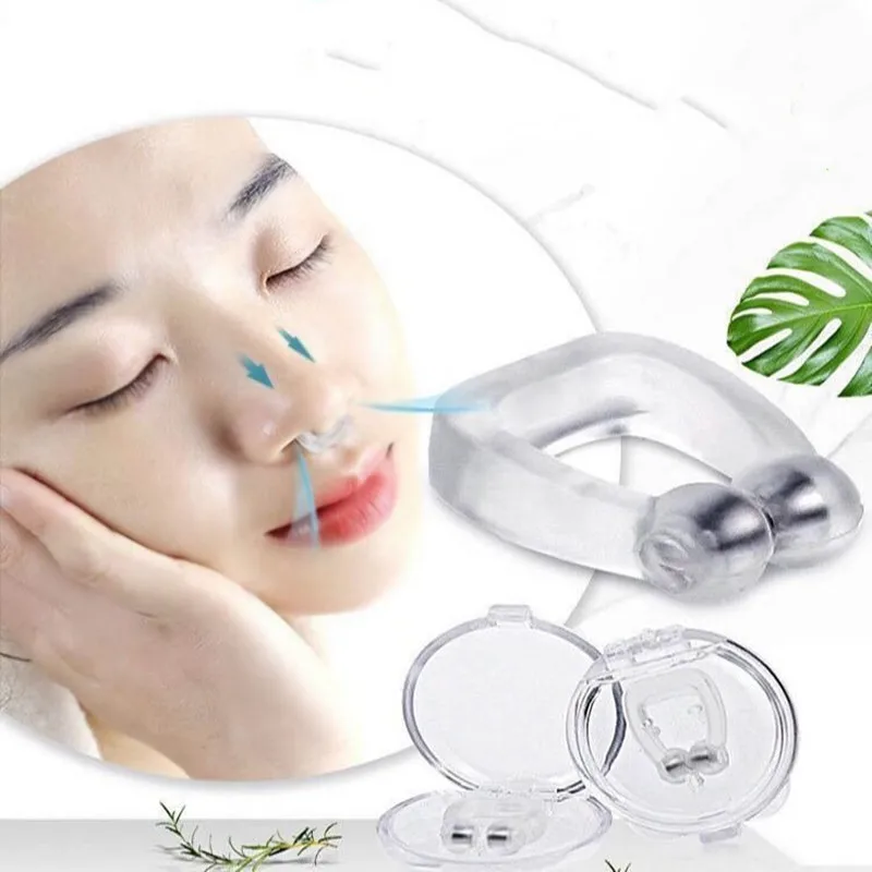 Stop Snoring Nose Clip Magnetic Snore Stopper ring Silicone 1/2/4 Pcs Aid Nasal Dilators Night Easy Breathe Anti Device with Case