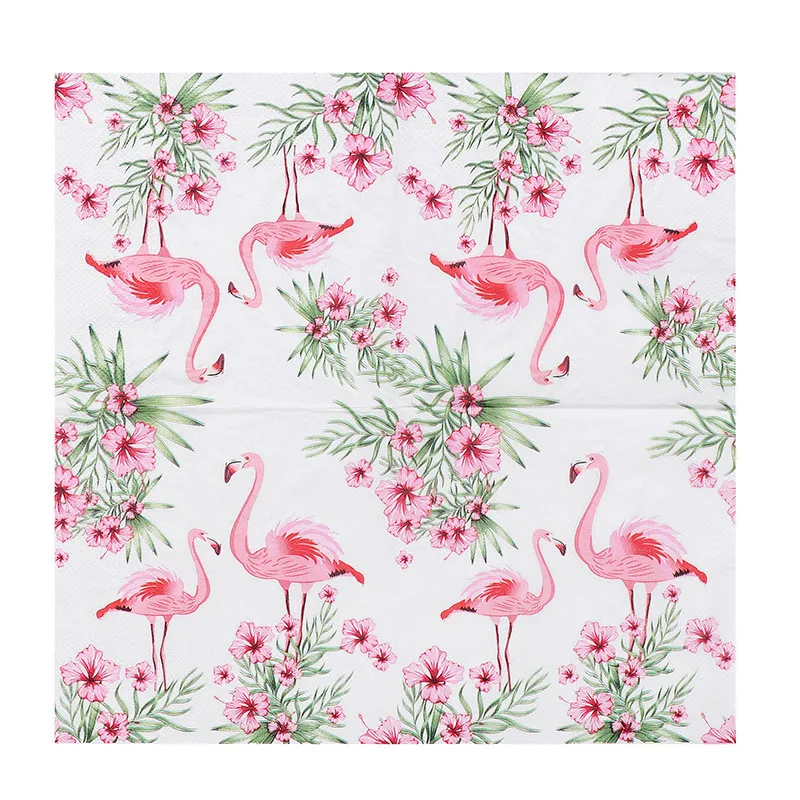 20 Stück Flamingo-Papierservietten, Sommer, tropische Hochzeitsdekoration, Taschentücher, Hawaii, Junggesellenabschied – Detail 4