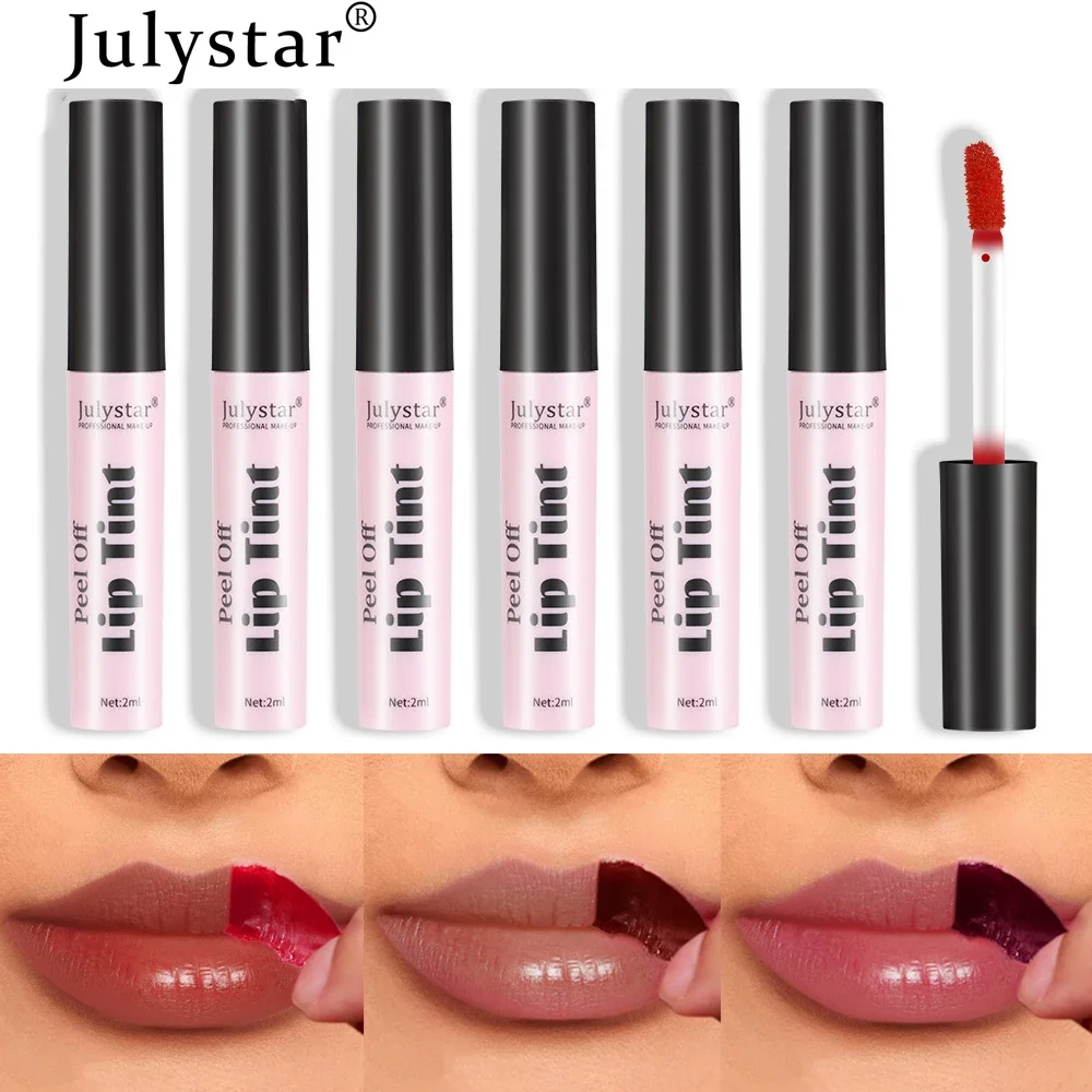 Lip Makeup Julystar Peel Off Liquid Lipstick 6 Color Waterproof Lasting Matte Pink Lip Gloss Moisturizer Tear-off Lip Stain Cosmetic Makeup