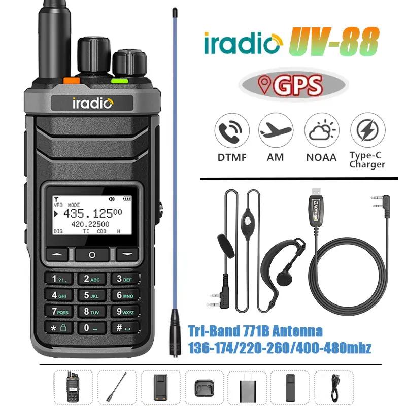 iradio UV-88（広帯域受信可能） Iradio UV-88 トランシーバー オールバンド ロック解除 GPS