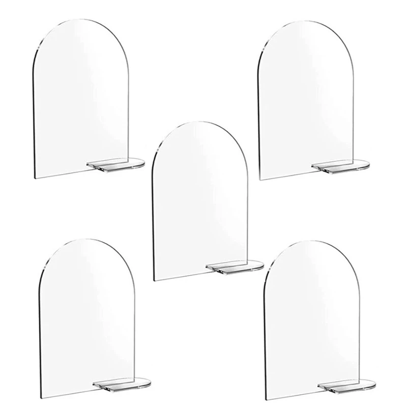 5Pcs Acrylic Sign Clear Arch Sign with Stand Blank Name Signs DIY Arch Table Number Holders Plate for Wedding Decoration