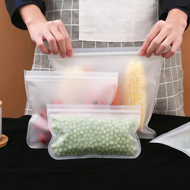 Sac de conservation des aliments réutilisable pour réfrigérateur, conteneur étanche, organisateur de cuisine, sacs frais fermés, enveloppe en Silicone sans BPA 6