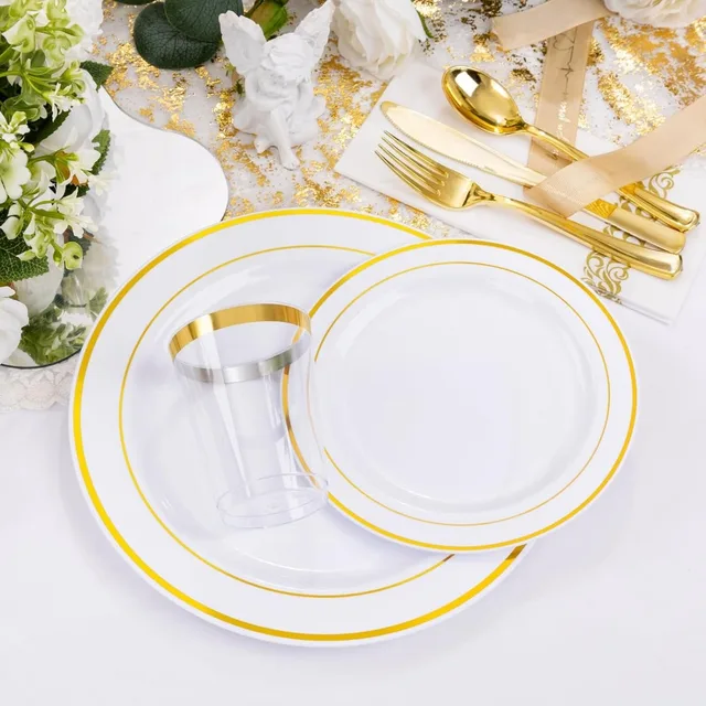 Luxury Gold Dinnerware Set for 100 Guests – 700-Piece Party Collection