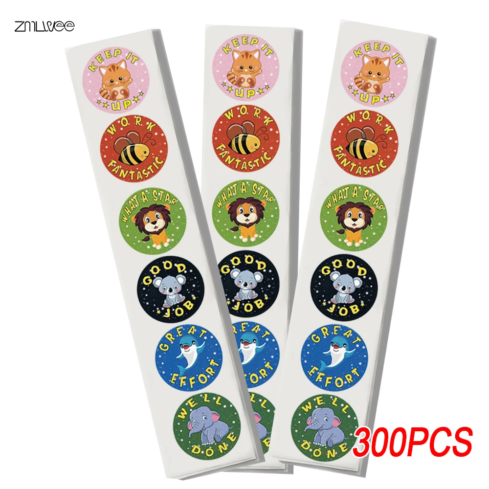 

Animal Stickers 100-500pcs 1inch Kids Cute Reward Motivational Label Stickers Round Cartoon Reward Encourage Sticker Stationery
