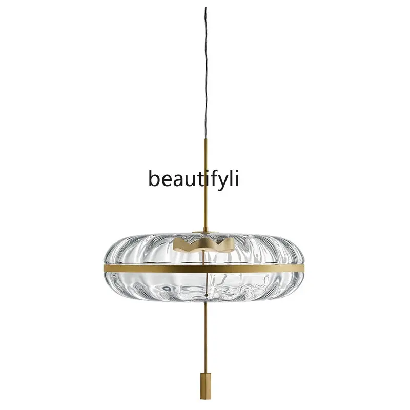 

Light Luxury round Restaurant round Clear Glass Nordic Bedroom Clothing Store Pumpkin Chandelier