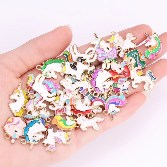 Rainbow enamel charms, unicorn charms, charm bracelets, rainbow shaped  charms, kids jewelry charms, jewelry making