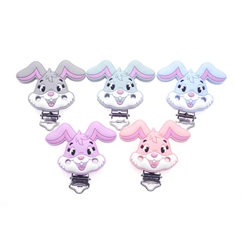 Sutoyuen 10/20/50pcs Rabbit Shape Silicone Pacifier Clip For Baby Pacifier Dummy Teething Soother Nursing Jewelry Toy DIY Making