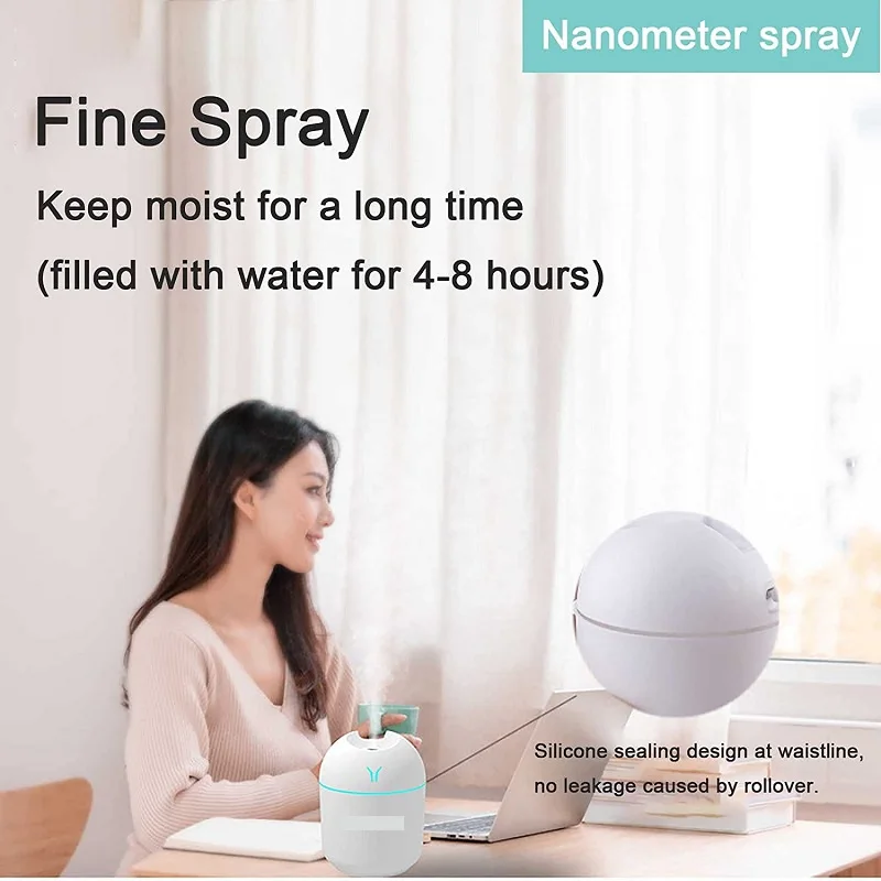 Mini Humidificador USB 250ml con LED y Aromaterapia