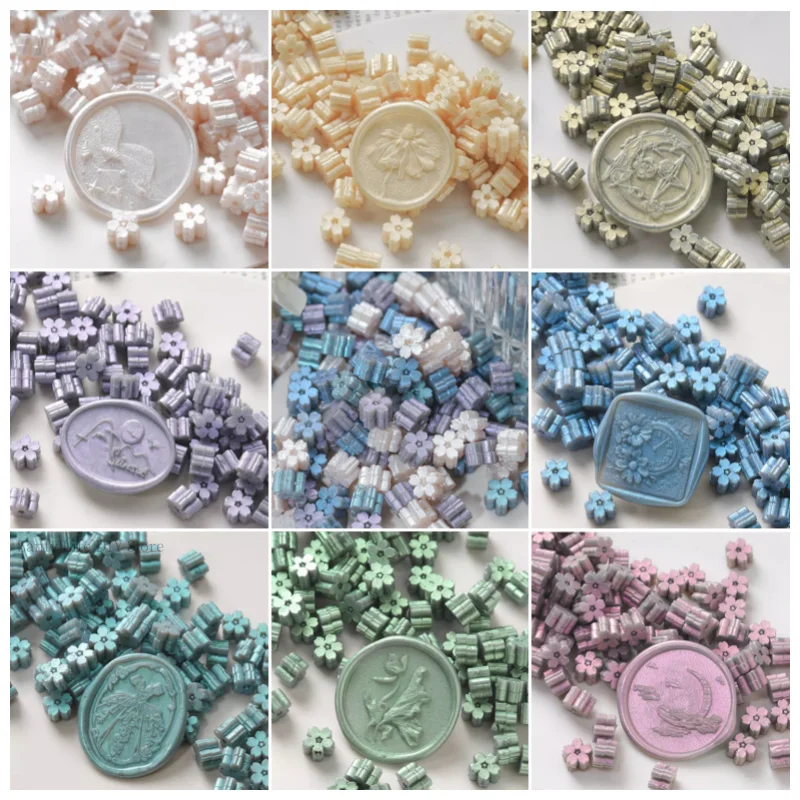 60pcs Sakura Wax Seal Beads INS Glitter Fire Paint Wax Beads DIY Envelope Wedding Invitation Vintage Stamp Craft Supplies