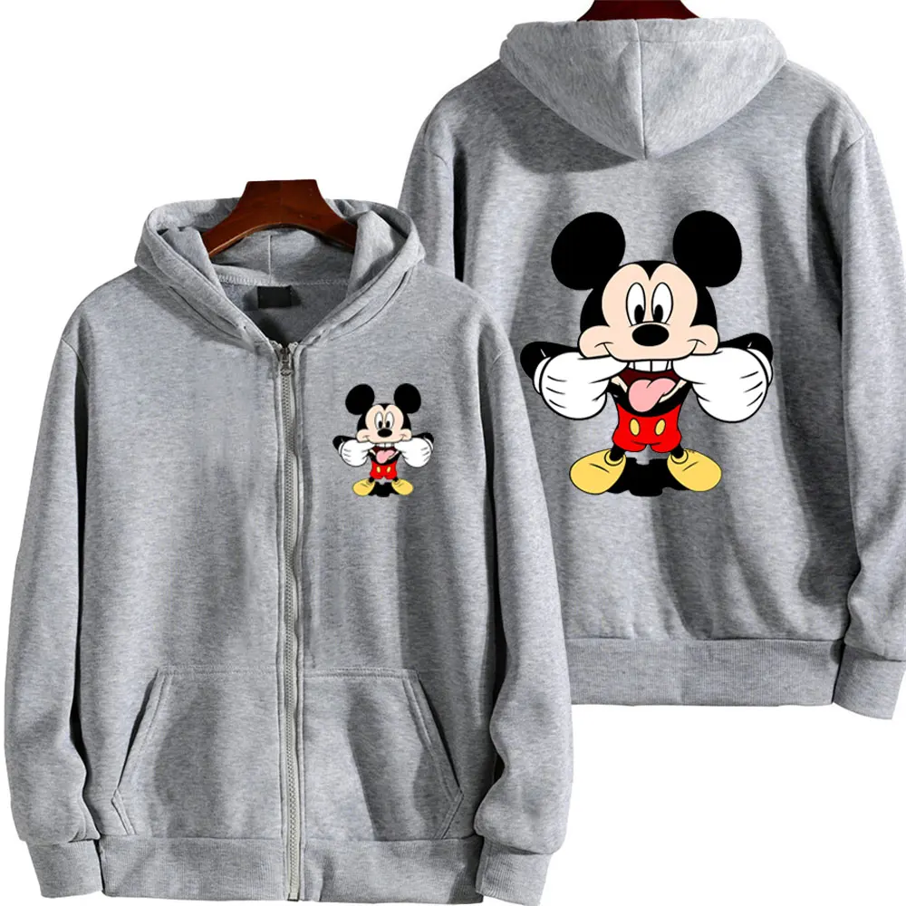 2024 Fall Clothing Women Disney Role Play Mickey Mouse Cartoon Zipper Hoodie Women Winter Coat Fleece Jacket Korean Clothing 3
