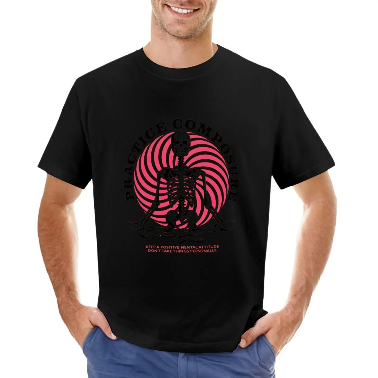 

Practice Composure Skeleton Yoga Statistics T-Shirt anime clothes Tee shirt anime cute tops Men's t shirts
