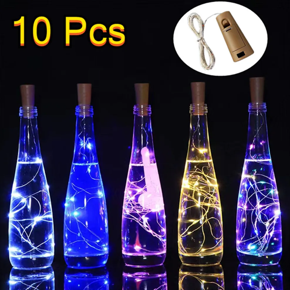 10 Pcs Wine Bottle Lights with Cork, 3M Cork Lights Fairy Mini String