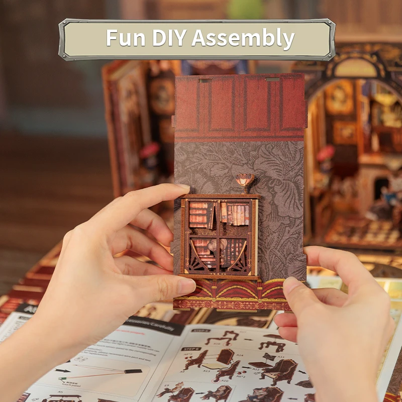 Cutebee Diy Mini Wooden Dollhouse  With Furniture Light Casa Doll House Miniature Count Cat‘s Study For Toys Birthday Gifts 5