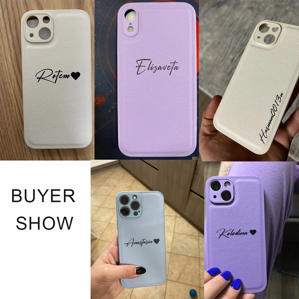 Personalized Luxury Leather Smartphone Case with Custom Name Engraving - Premium Gift Cover