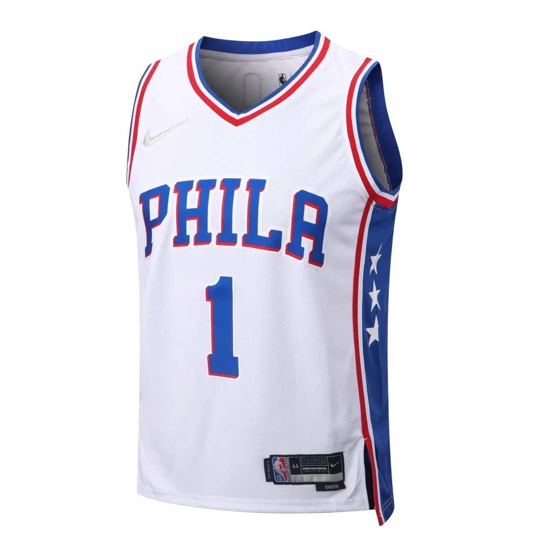 Nike Men's Basketball Jerseys, Stretchable, Quick-dry, Comfortable, Solid-color, Sleeveless Basketball Jerseys, White and Blue