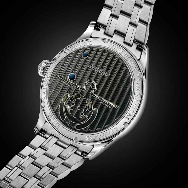 Aesop-メンズ防水トゥールビヨン腕時計,100% 本物のダイヤモンド