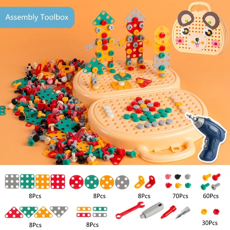 

127D Screw Nut Tool for Bench Building Set Toy Educational Puzzle DIY STEM Toy for Creative Kids Early Learning Plays