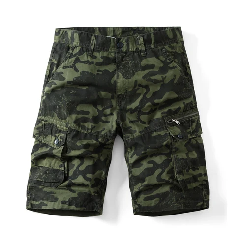 Pantalones cortos de camuflaje de talla grande y con múltiples bolsillos para hombre