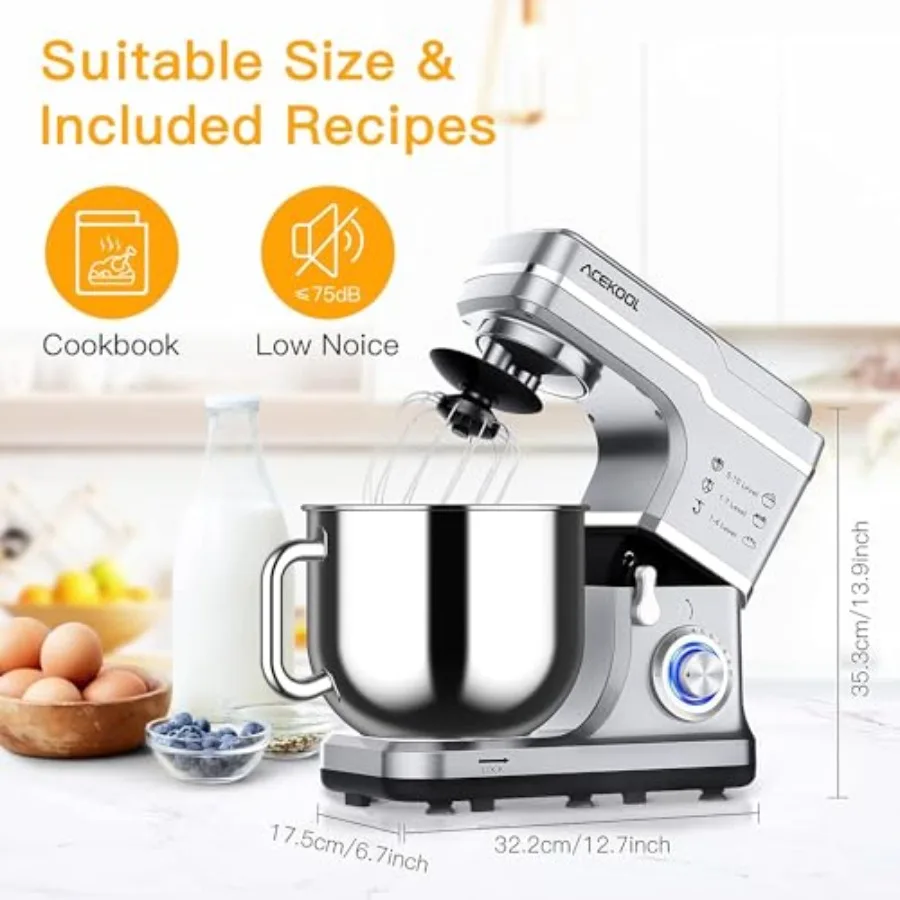 7.5QT Tilt-Head Stand Mixer – 10-Speed Electric Kitchen Mixer with Stainless Steel Bow 4