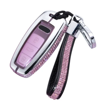 Custodia protettiva per telecomando in metallo TPU per Audi A6 A7 A8 e-tron Q5 Q8 C8 D5 Design Protector Fob accessori auto - Custodia protettiva per telecomando in metallo TPU per Audi A6 A7 A8 e tron Q5