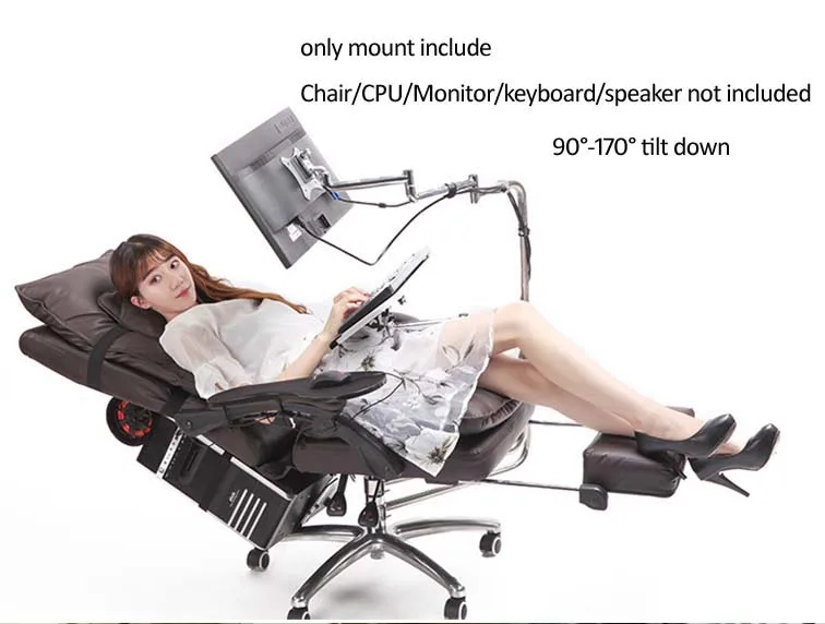 OK990 Full Motion Chair Shaft double Monitor Mount + Keyboard Holder + Arm  Clamp Elbow Wrist Support Mouse Pad Game Office - AliExpress