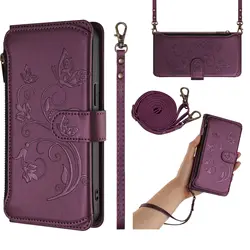 Leather Wallet Flip Cover Phone Case - Sleek Card Holder Design - Motorola Edge 40 Pro (PURPLE)