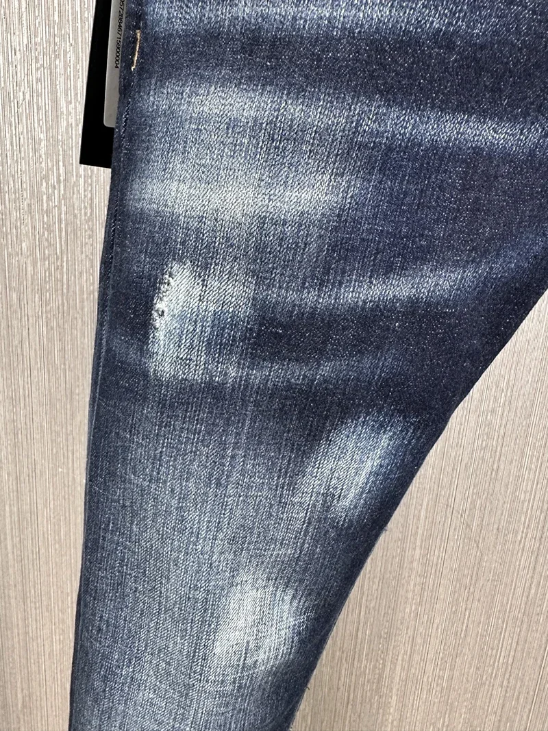 fashion BRAND D2 Men Jeans Denim Pants Hole Slim Pencil Trousers Buttons Party top quality BLUE coolguy JENAS pant for husband 4