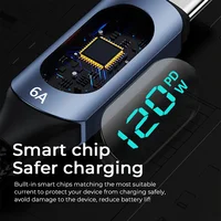 NNBILI 120W USB Type C Cable 6A LED Digital Display High-Speed Wire for Xiaomi POCO Huawei USB C Charger Data Cord 1m 1.5m 2m 3