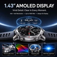Montre connectée GPS militaire 2026 avec carte hors ligne, écran AMOLED 1,43'', appels Bluetooth, boussole, étanche 5ATM, 170+ modes sportifs pour hommes 4