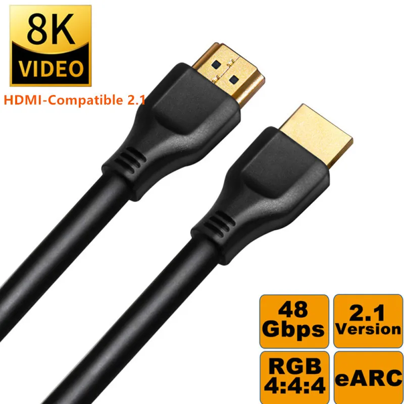 HDMI-совместимый кабель 2 1 48G 8K Ultra-HD (UHD) 120 Гц HDR RGB 4:4:4 аудио-видео шнур для компьютера