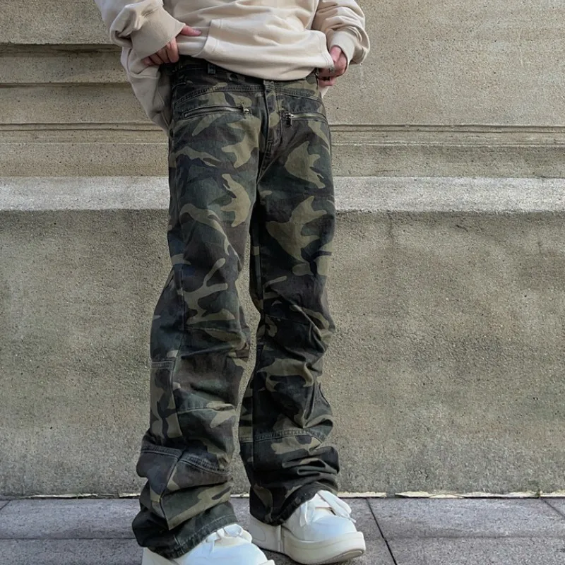 2023 American Retro Streetwear Pants Hip Hop Casual Men and Women Fashion Brand Loose Straight Camouflage Cargo Pants
