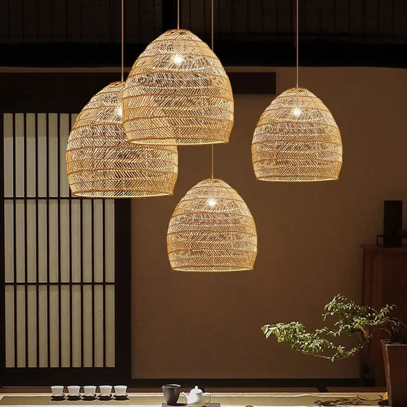 

Rattan Pendant Lamp Chinese Style Handmake E27 Simplicity Hanging Light Vintage Loft Living Dining Room Home Deco Lamps Fxiture