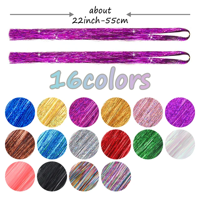 Hair Extension Tinsel Kit Glitter 200pcs Rings Beads Multi-color