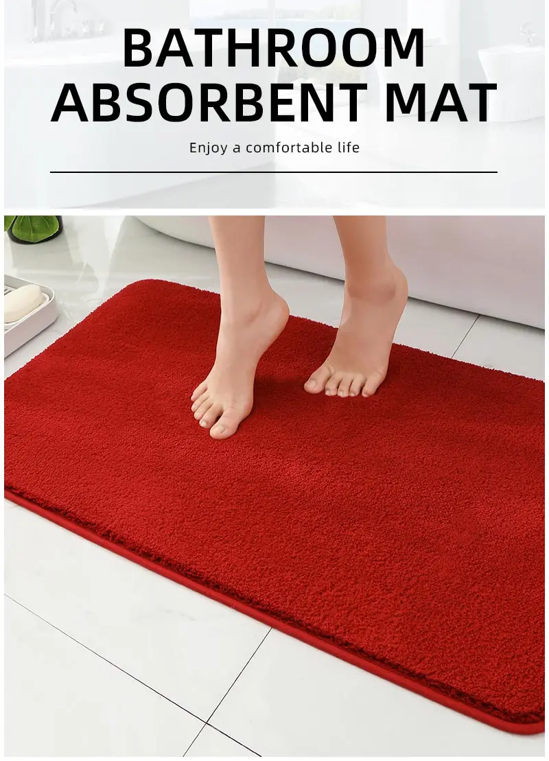 Description Picture 2 of item1 solid color shower room footrest mat, entrance mat bathroom kitchen absorbent anti slip mat, indoor and outdoor decorative mat