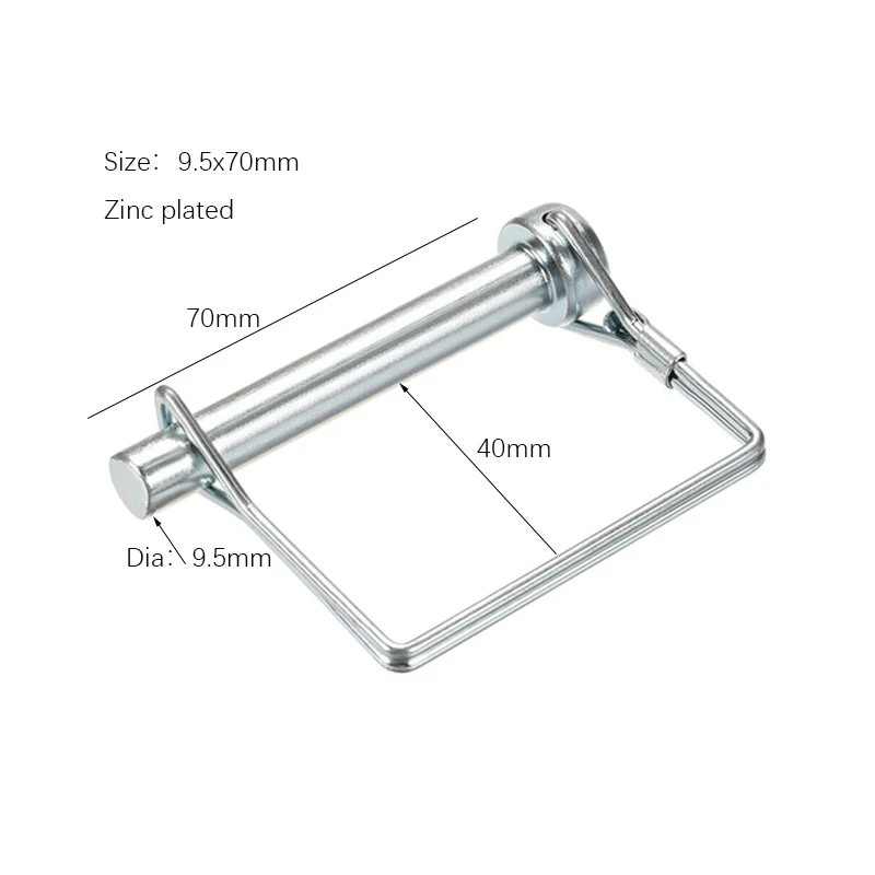 Trailer Square Hitch Pin Lock Diameter3/8" (9.5mm) Zinc Plated Truck RV Parts Camper Accessories Caravan Components