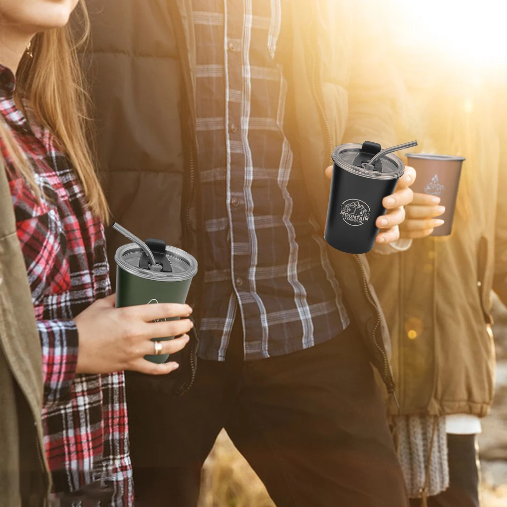 Description Picture 6 of item350ML Pint Cup with Lid and Straw Stainless Steel Drinking Glasses Wine Cup for Kids Adults Travel Picnic Camping Outdoor