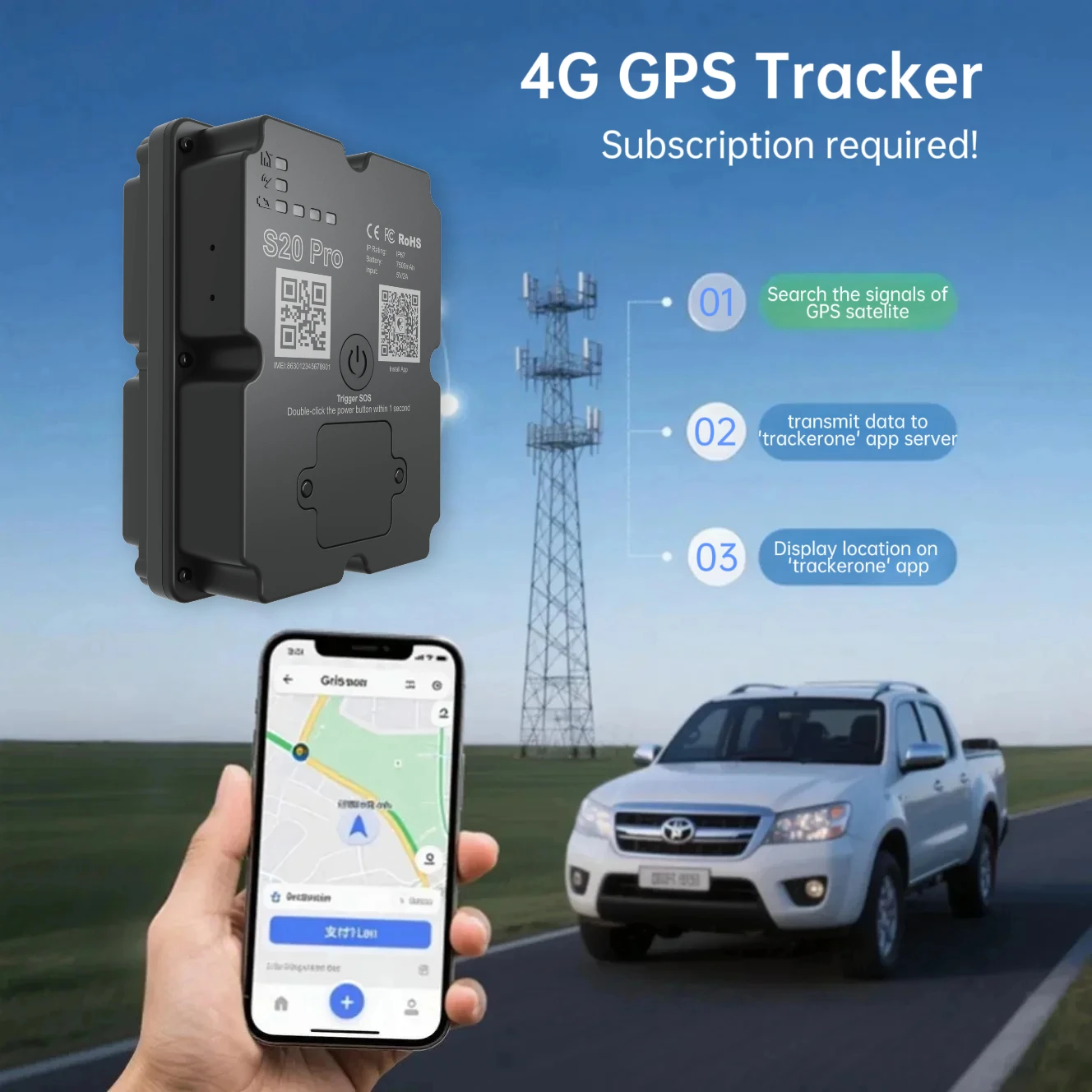 Großhandel mit verstecktem 4G-GPS-Tracker, 5 m Genauigkeit, Echtzeit-Tracking-Gerät für Auto/LKW/Motorrad mit zahlreichem App-Alarm und Geo-Fencing