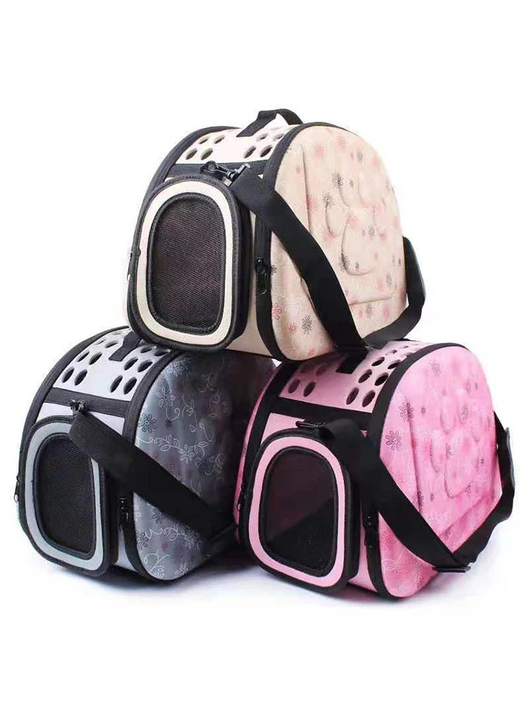Travel Pet Bag Cat Flower Carriers Bags Breathable Pink Folding Small Dog Outdoor Shoulder Bag Folding Cats Carrying