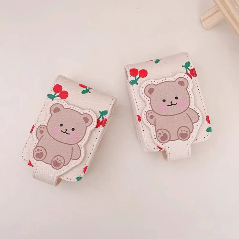 

Protective Lipstick Bag With Mirror Mini Little Bear Cute Storage Organizer Professional Cartoon Cosmetics Storage Box Travel