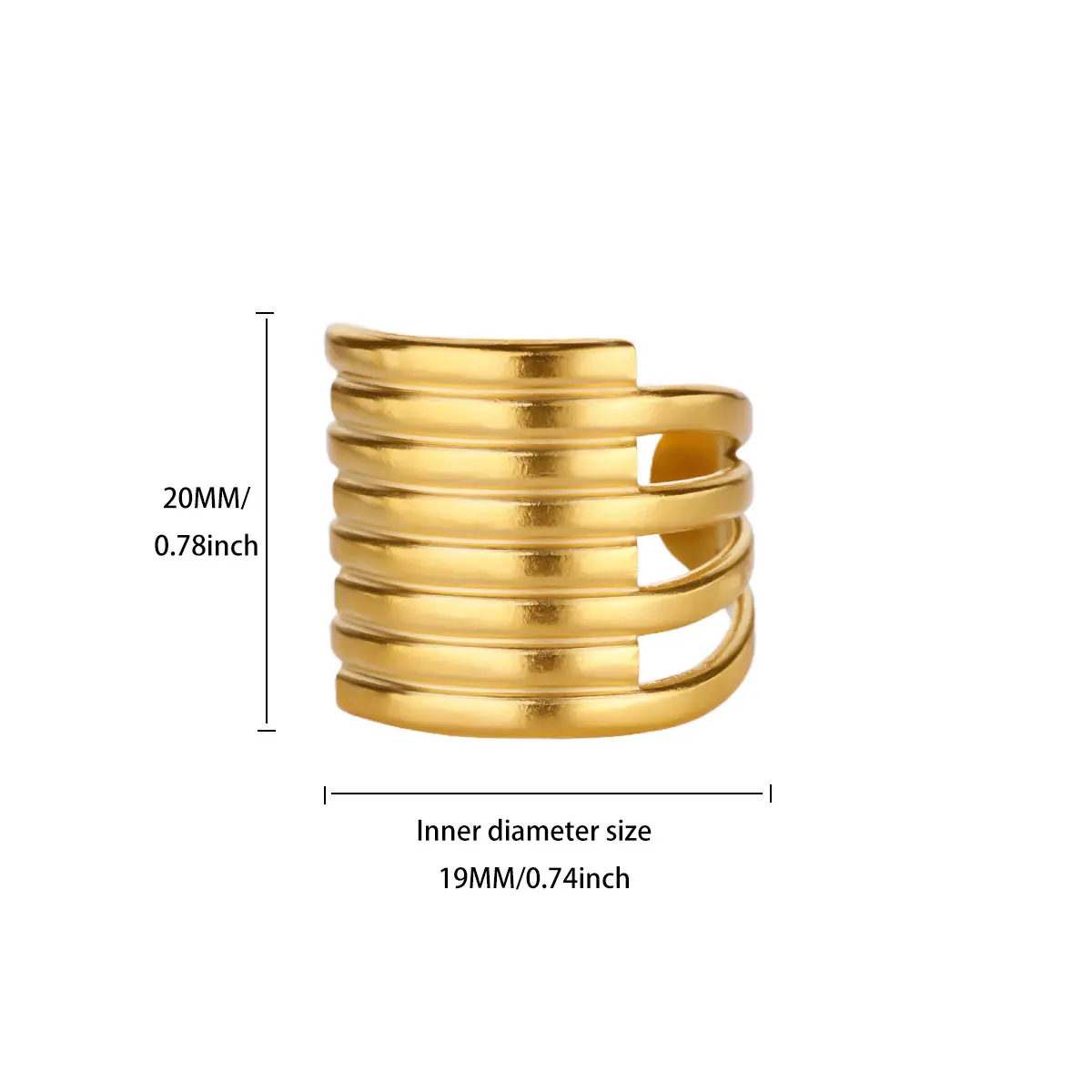 Stainless Steel Multi-Layer Lines Rings For Women