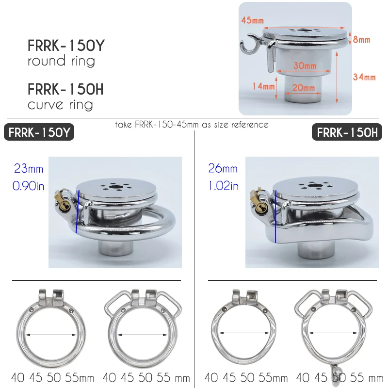 (FRRK-110-55mm)Cage de chasteté inversée en acier inoxydable, anneau de  pénis négatif BDSM, Couple adulte, boutique de jouets sexuel