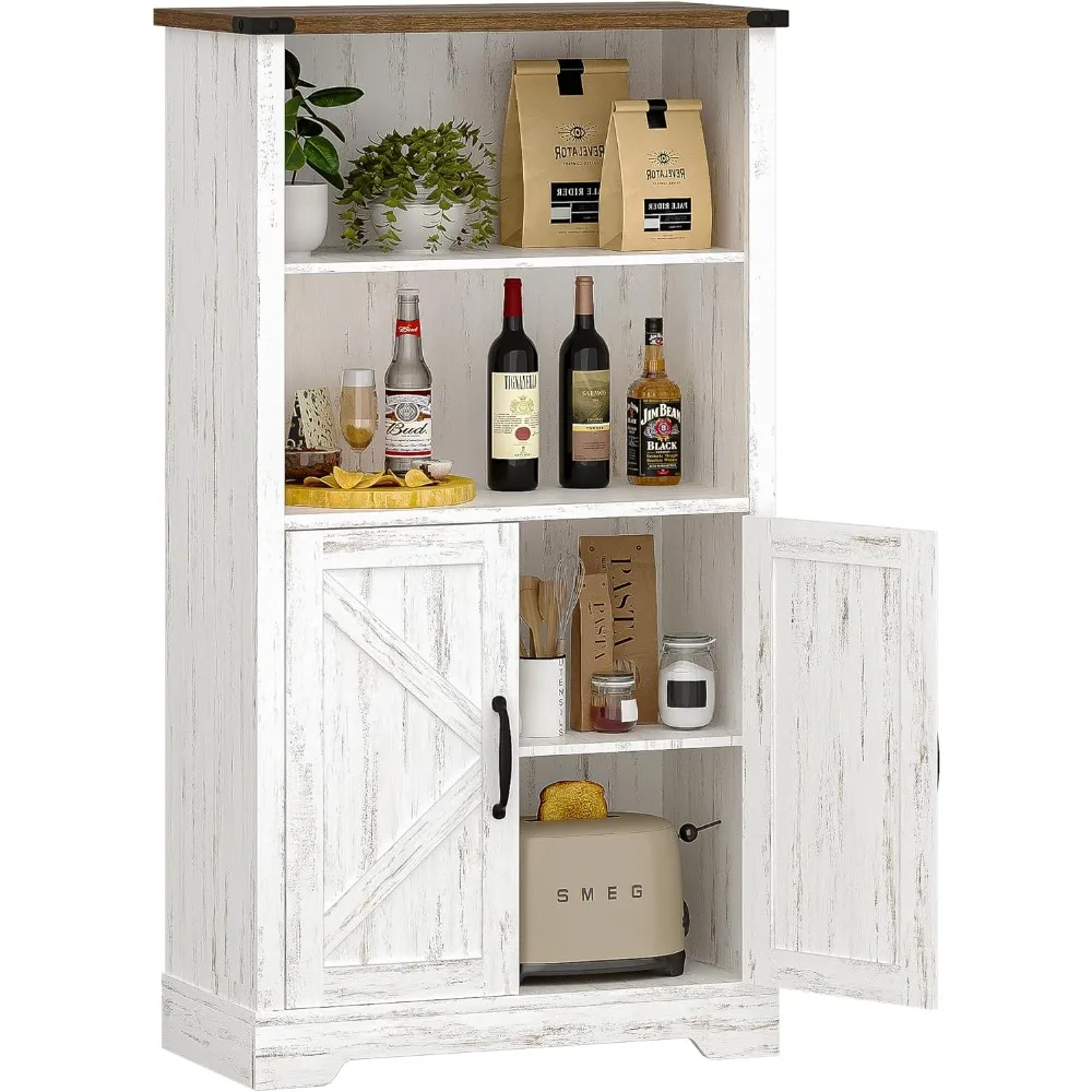 

Kitchen Pantry Cabinet, Freestanding Storage Cabinets Organizer with 2 Adjustable Shelves, 2 Doors, Kitchen Cabinet