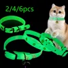 2/4/6Pcs Cat Necklace Glowing Small Dog Cat Collar Anti-Loss Fluorescent Silicone Cat Bell Collar Neck Ring Pet Cat Accessories
