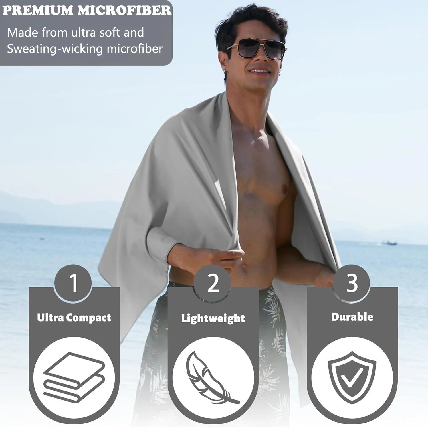 Quick Drying Microfiber Swimming Towel Super Absorbent Gym/Camping Towel Ultra Compact Lightweight Sports/Beach/ Travel Towels 5
